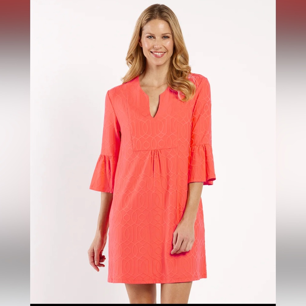 Jude Connally Coral Knee-Length Shift Dress